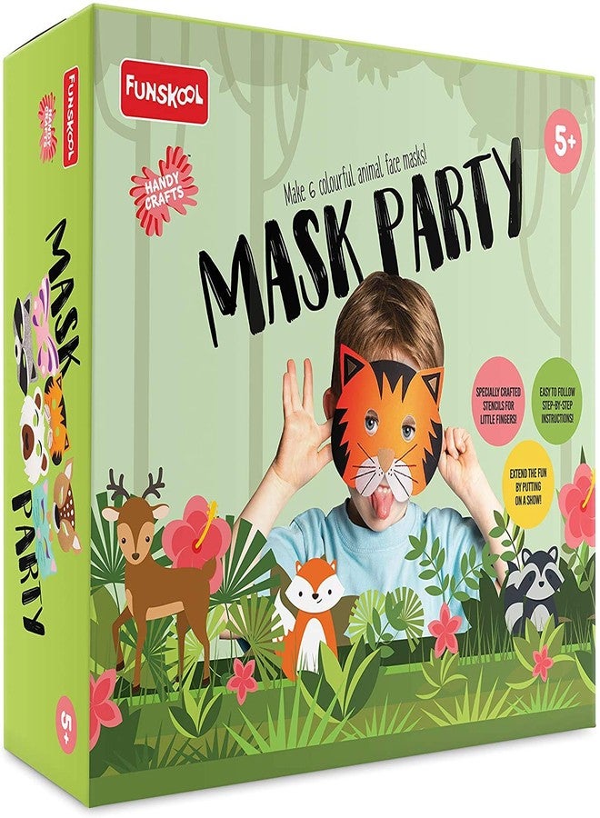 Funskool Handycrafts Mask Party , DIY face masks kids , Make many animal faces , Art and Craft Kit, DIY Kit, Ages 5 Years and Above, Multicolour - Image 1